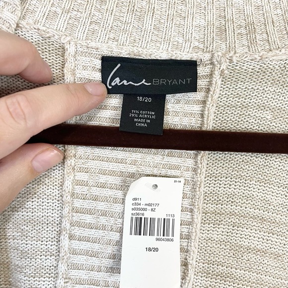 Lane Bryant Women's Tan Cotton Blend Open Front Cardigan Sweater Size 18/20 NWT - Picture 8 of 9